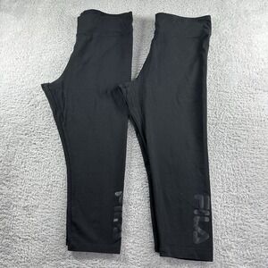Fila Highwaisted Cropped Leggings Womens XL Black Spell Out‎ Lot of 2 Bundle